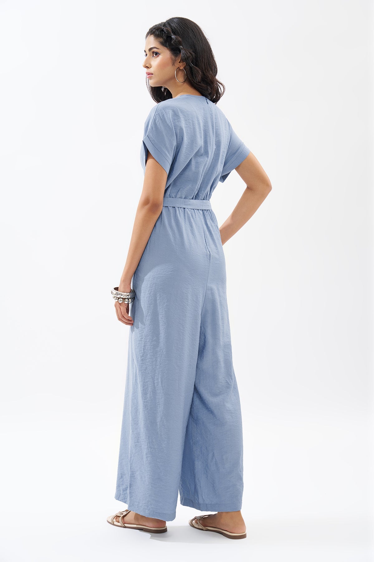 Light Blue Solid Jumpsuit