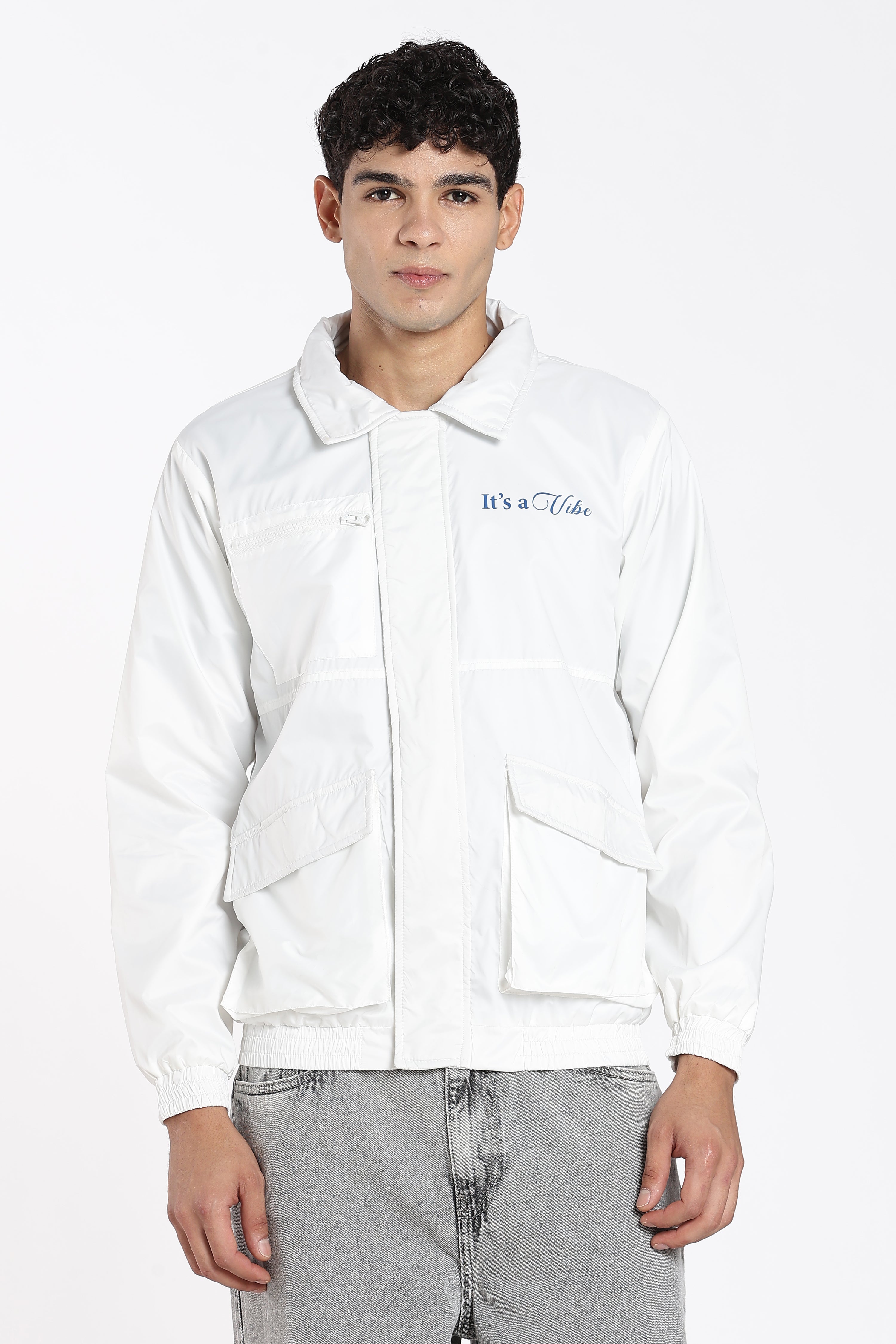 Off White Letter Regular Fit Jacket