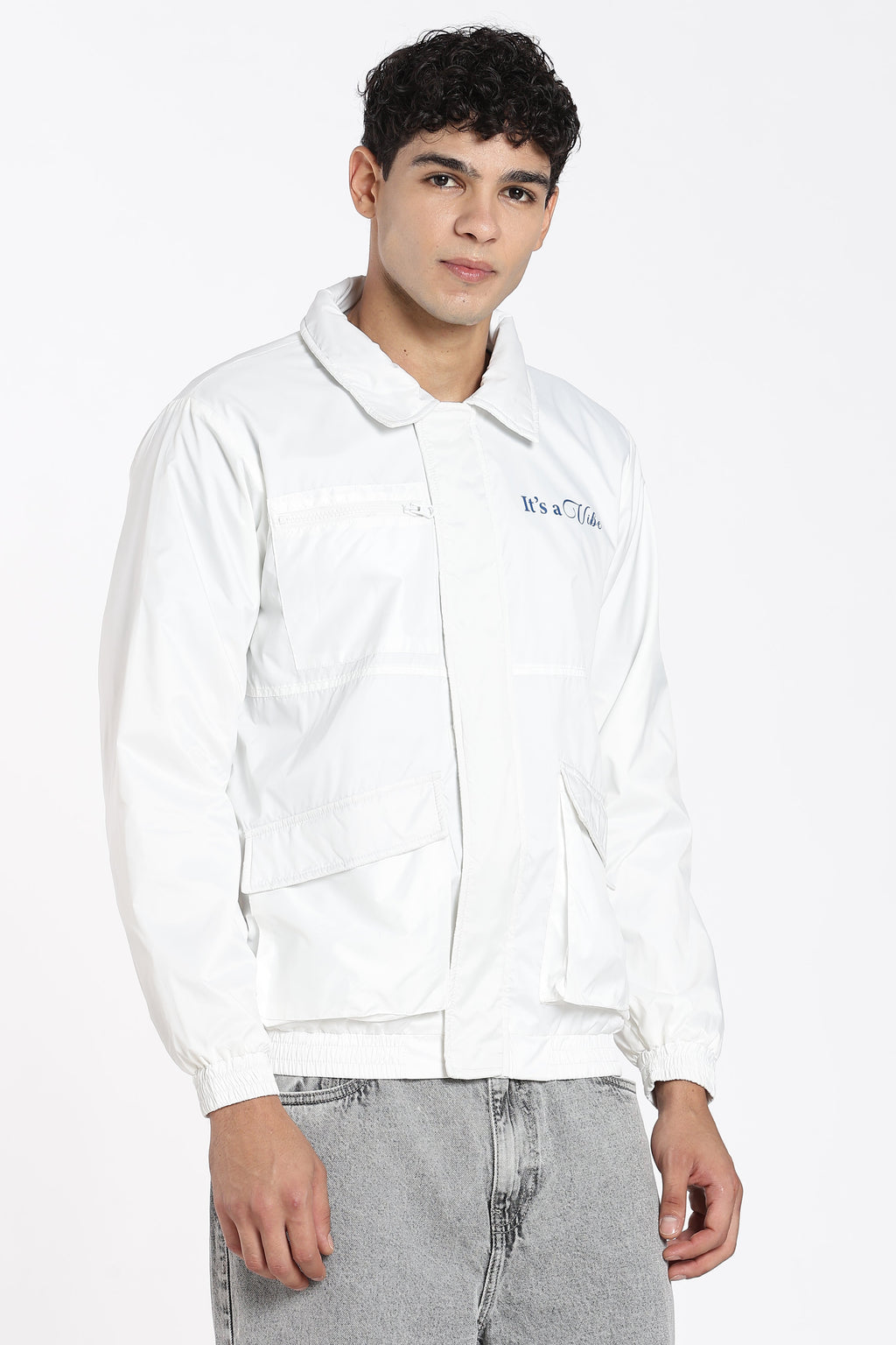 Off White Letter Regular Fit Jacket