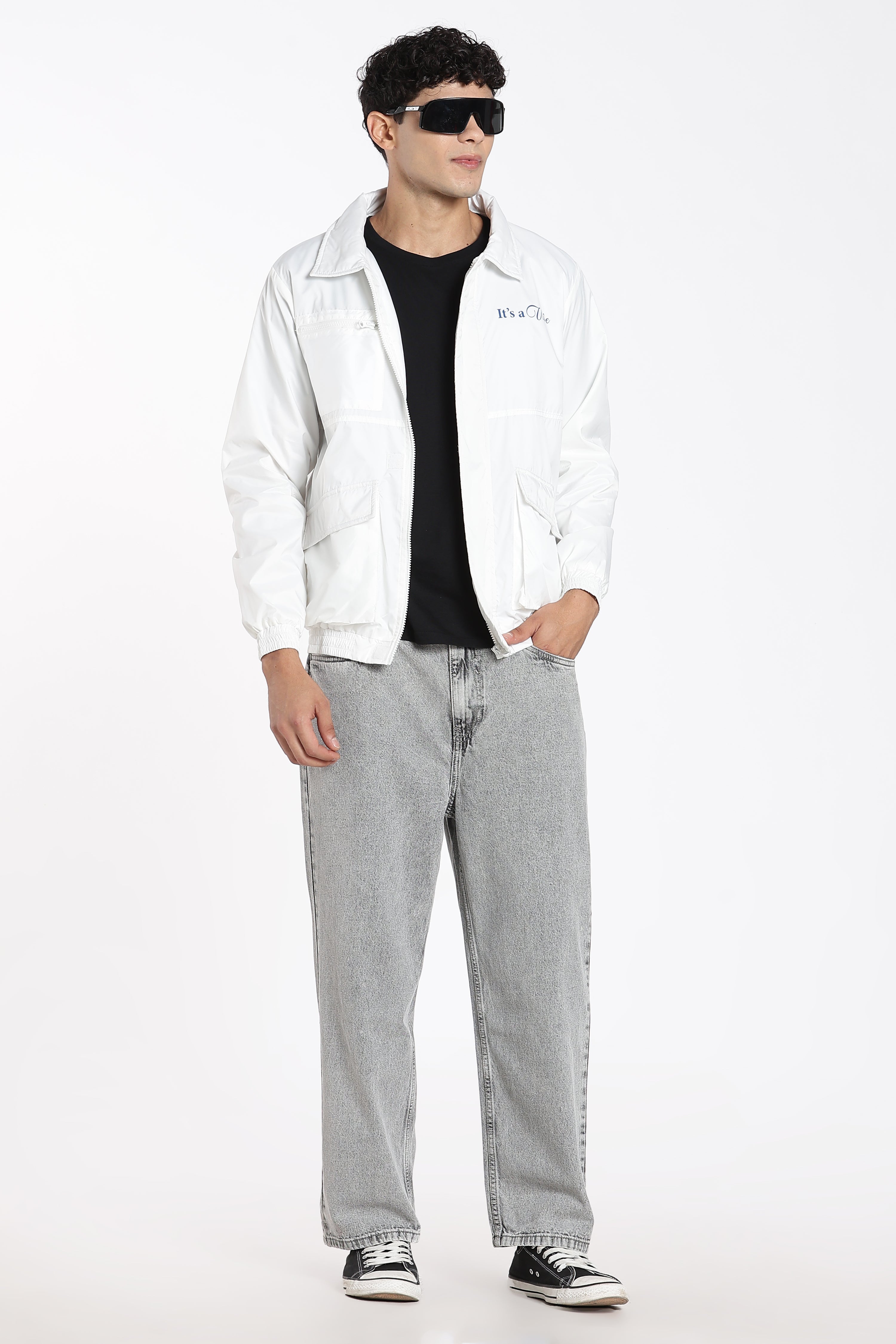 Off White Letter Regular Fit Jacket