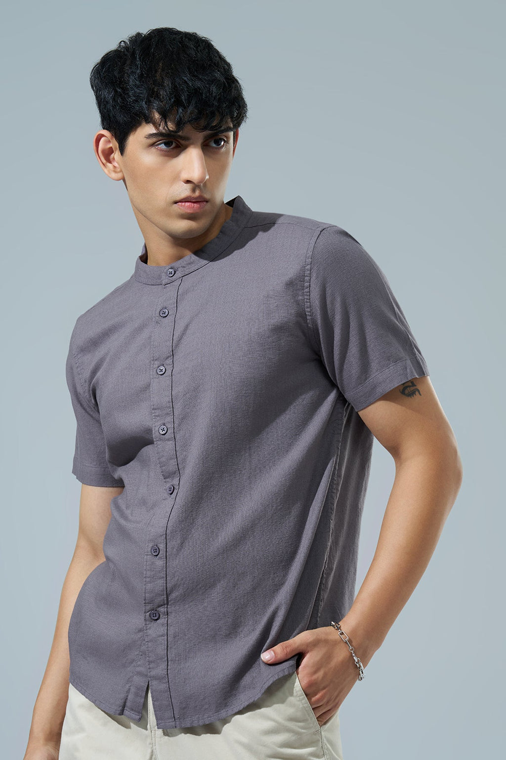 Grey Regular Fit Casual Shirt