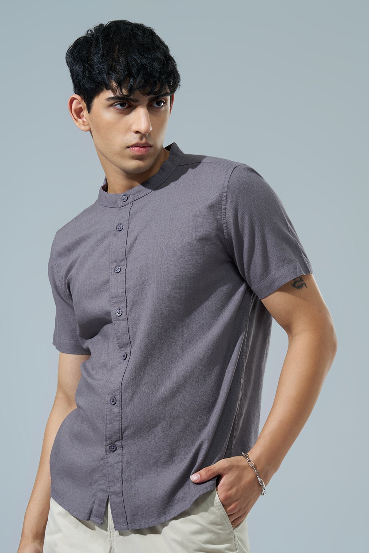 Grey Regular Fit Casual Shirt