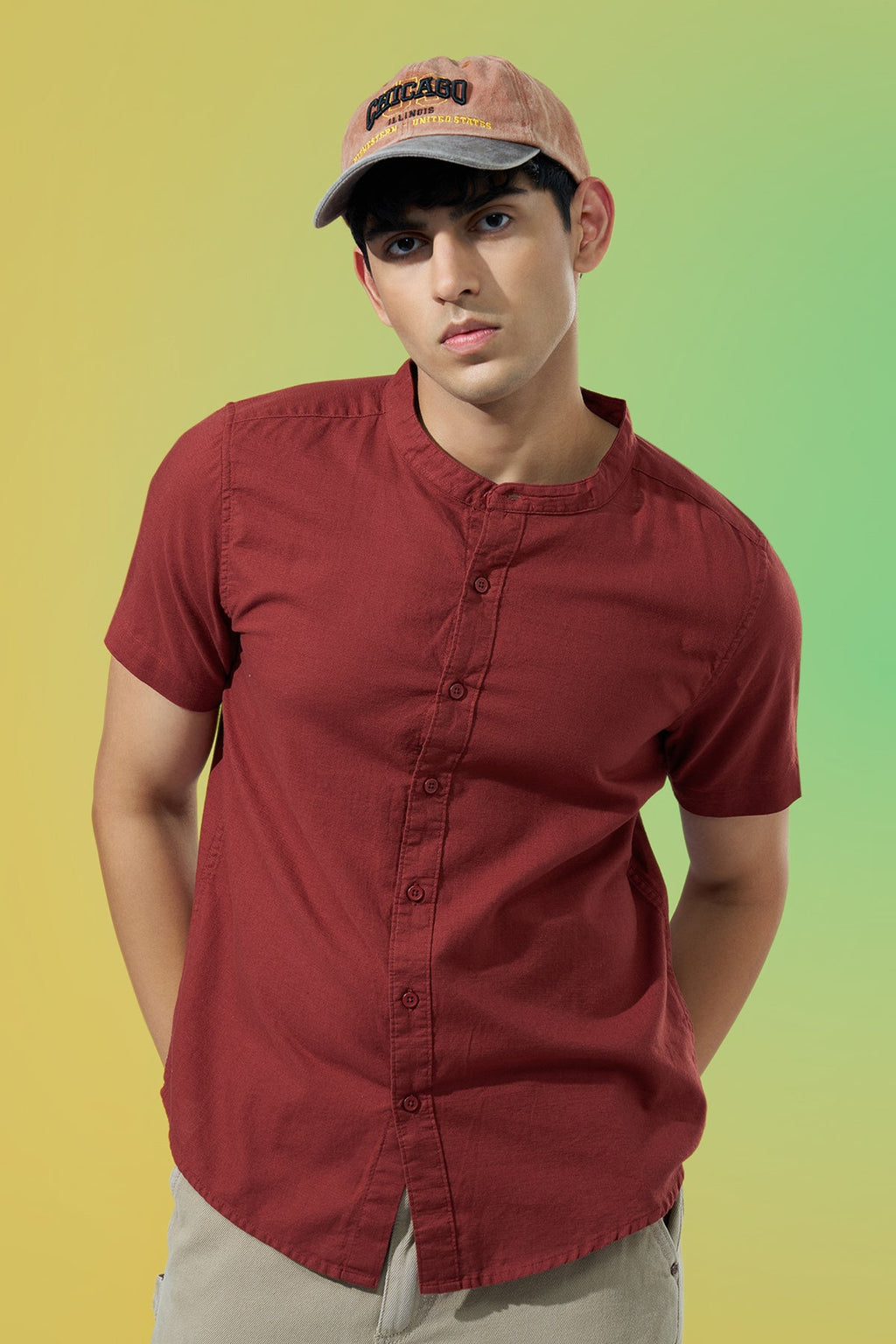 Maroon Regular Fit Casual Shirt