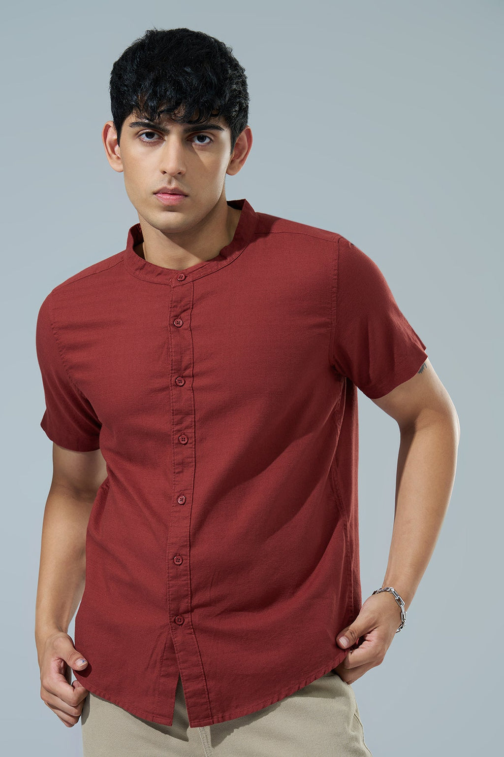 Maroon Regular Fit Casual Shirt