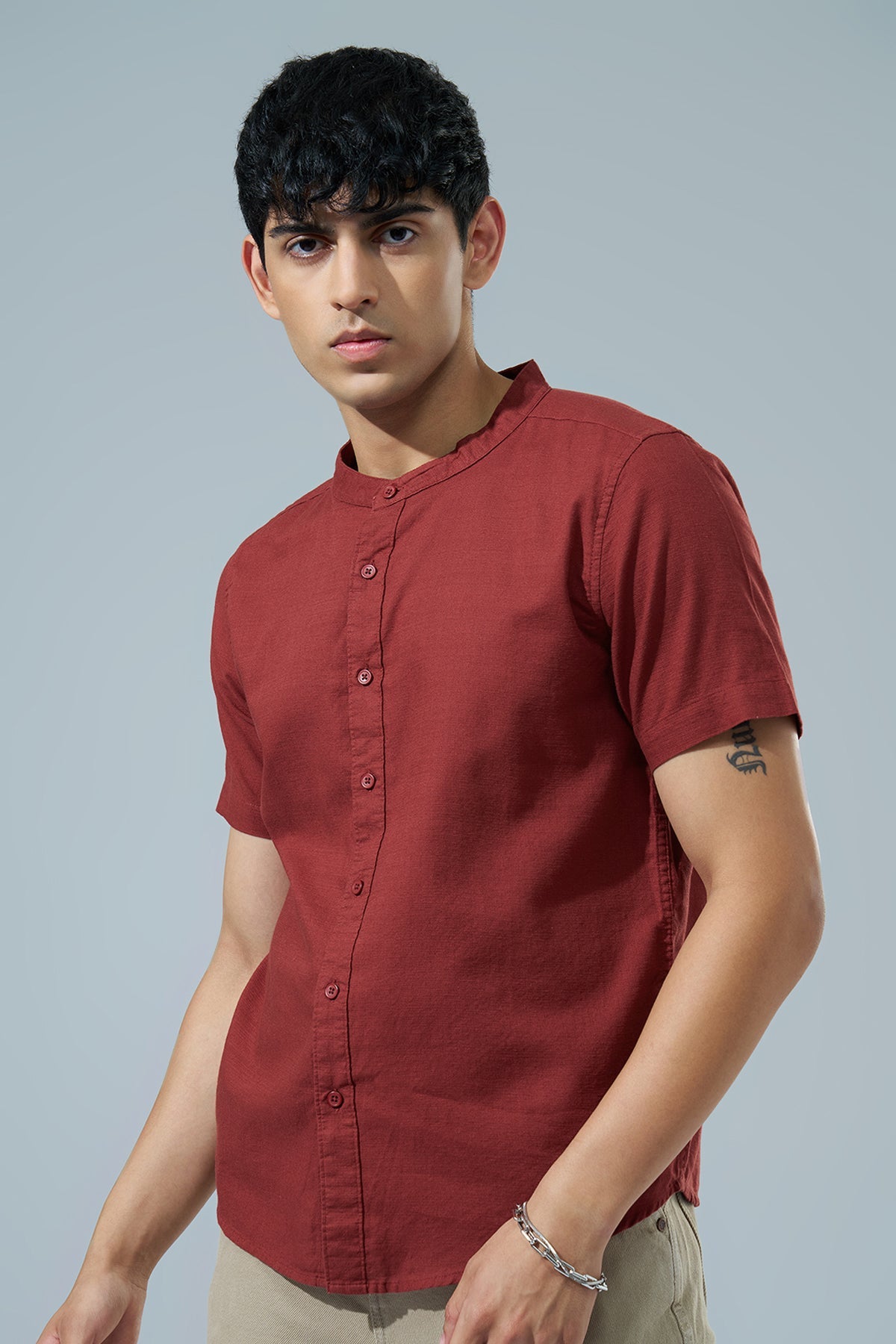 Maroon Regular Fit Casual Shirt