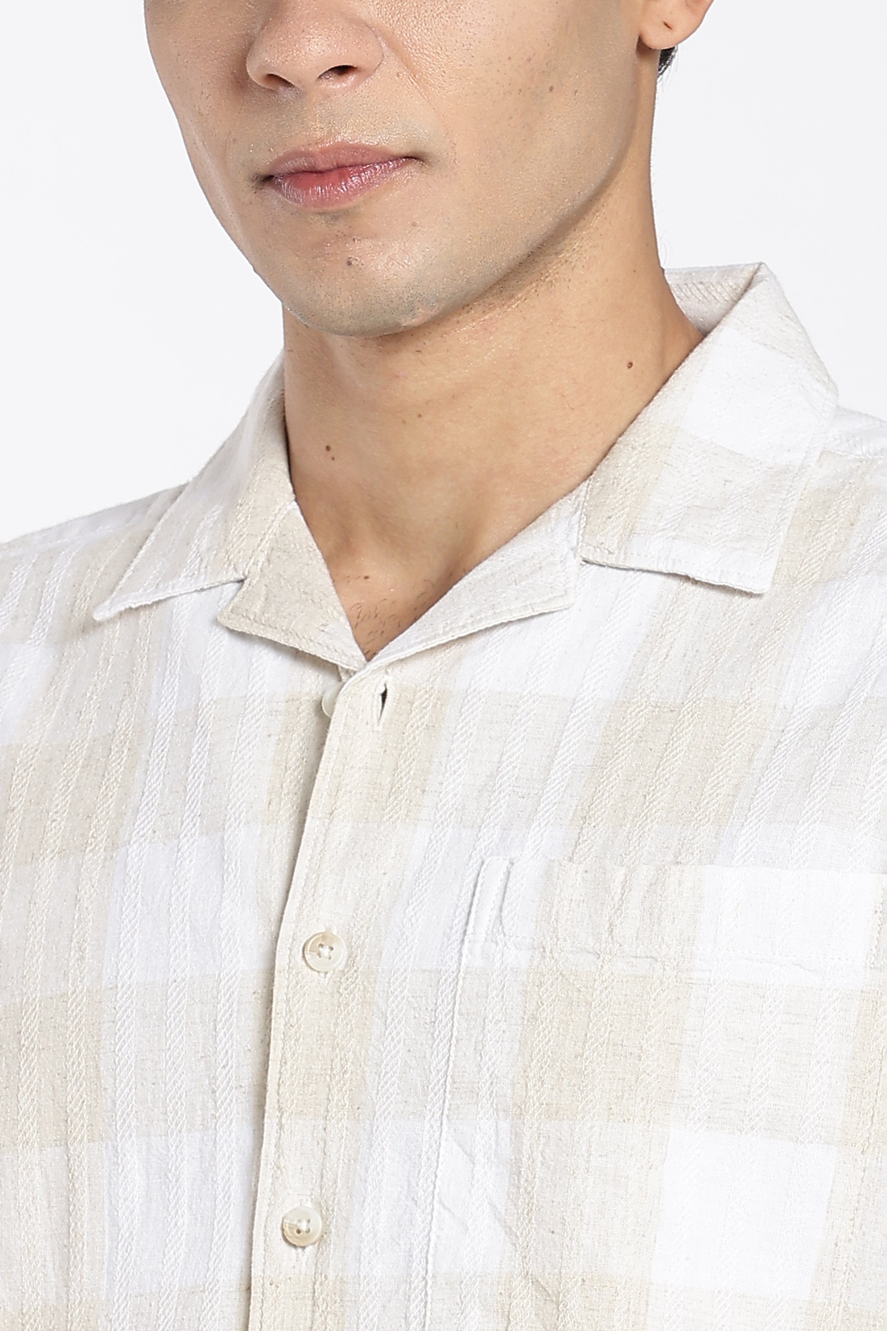 Beige Checkered Regular Fit Shirt
