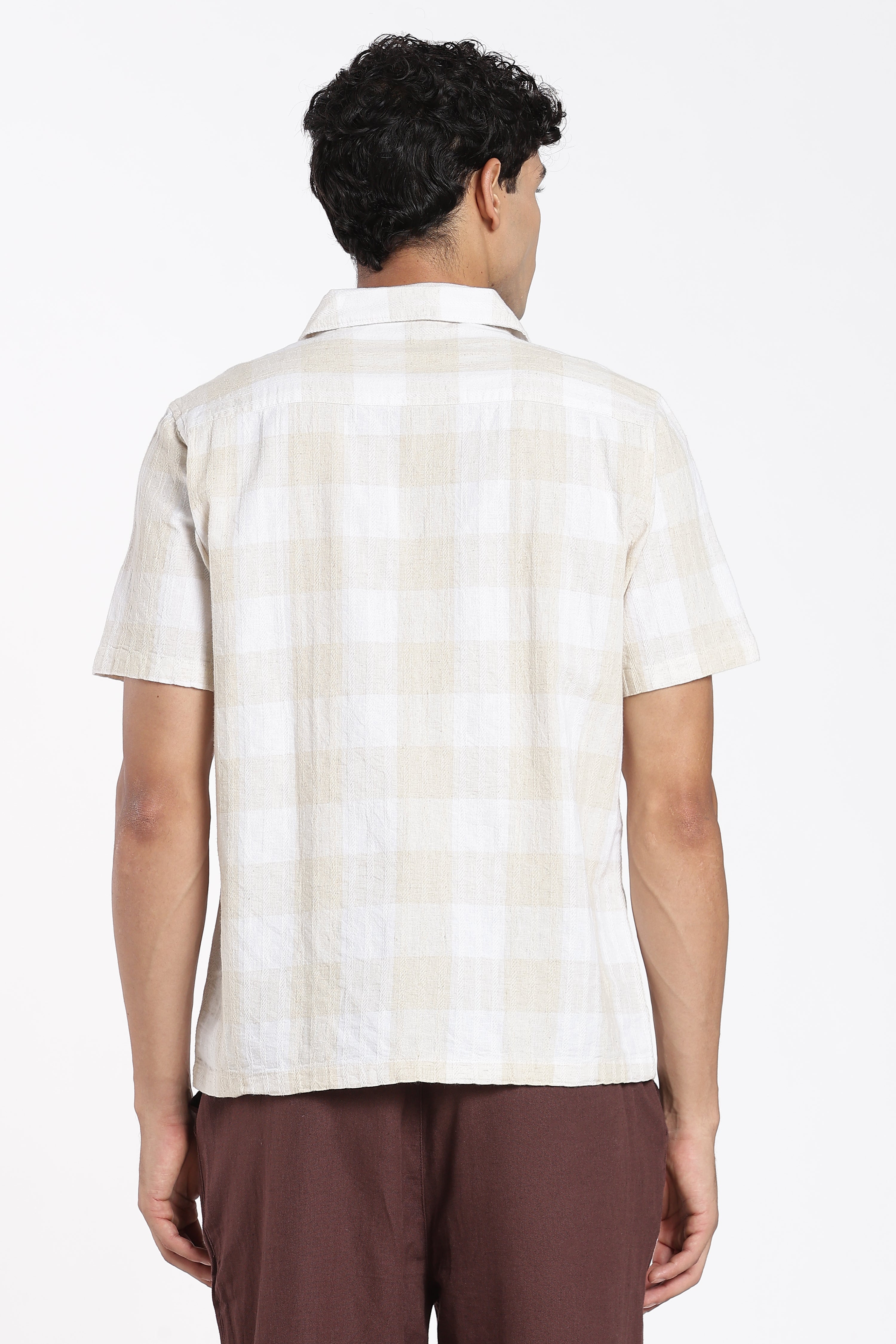 Beige Checkered Regular Fit Shirt