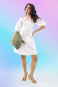 White Tiered Embroidered Dress