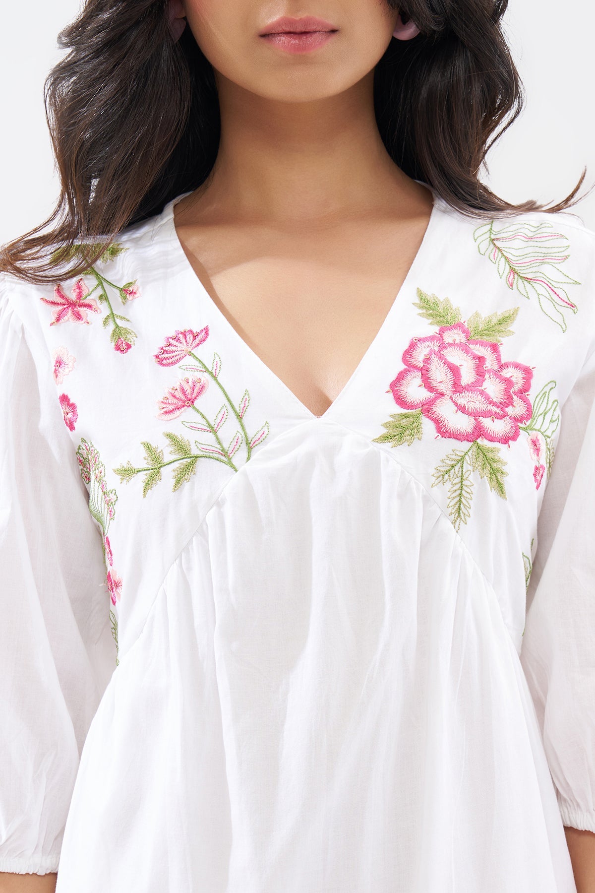 White Tiered Embroidered Dress