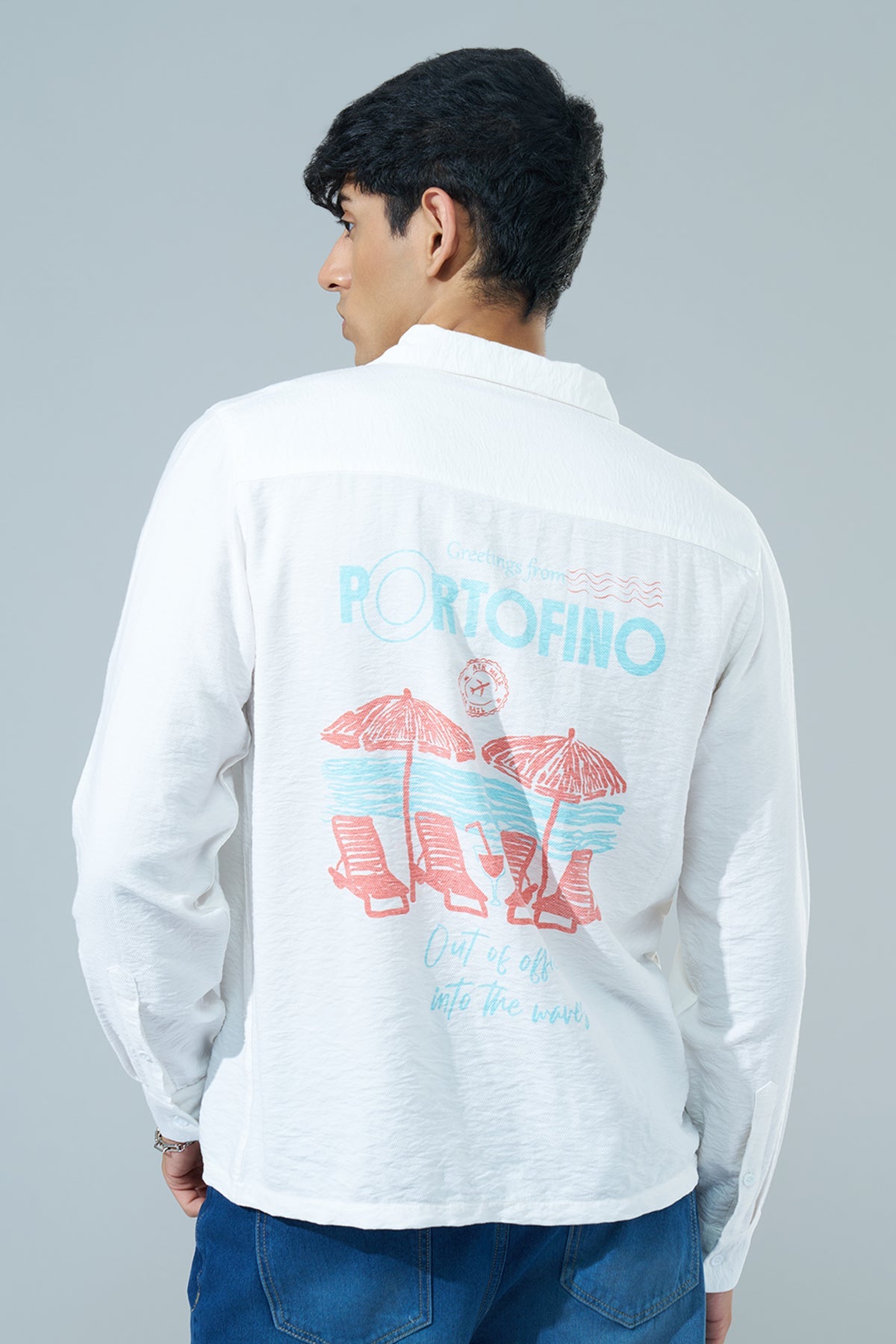 White Printed Regular Fit Casual Shirt