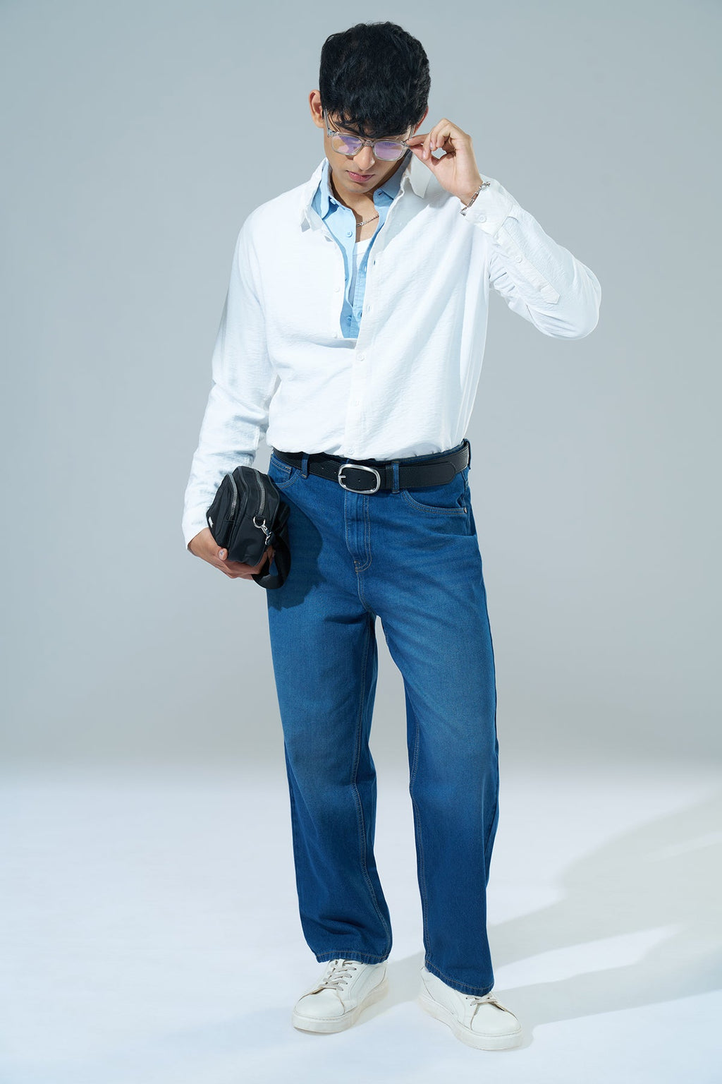 White Printed Regular Fit Casual Shirt