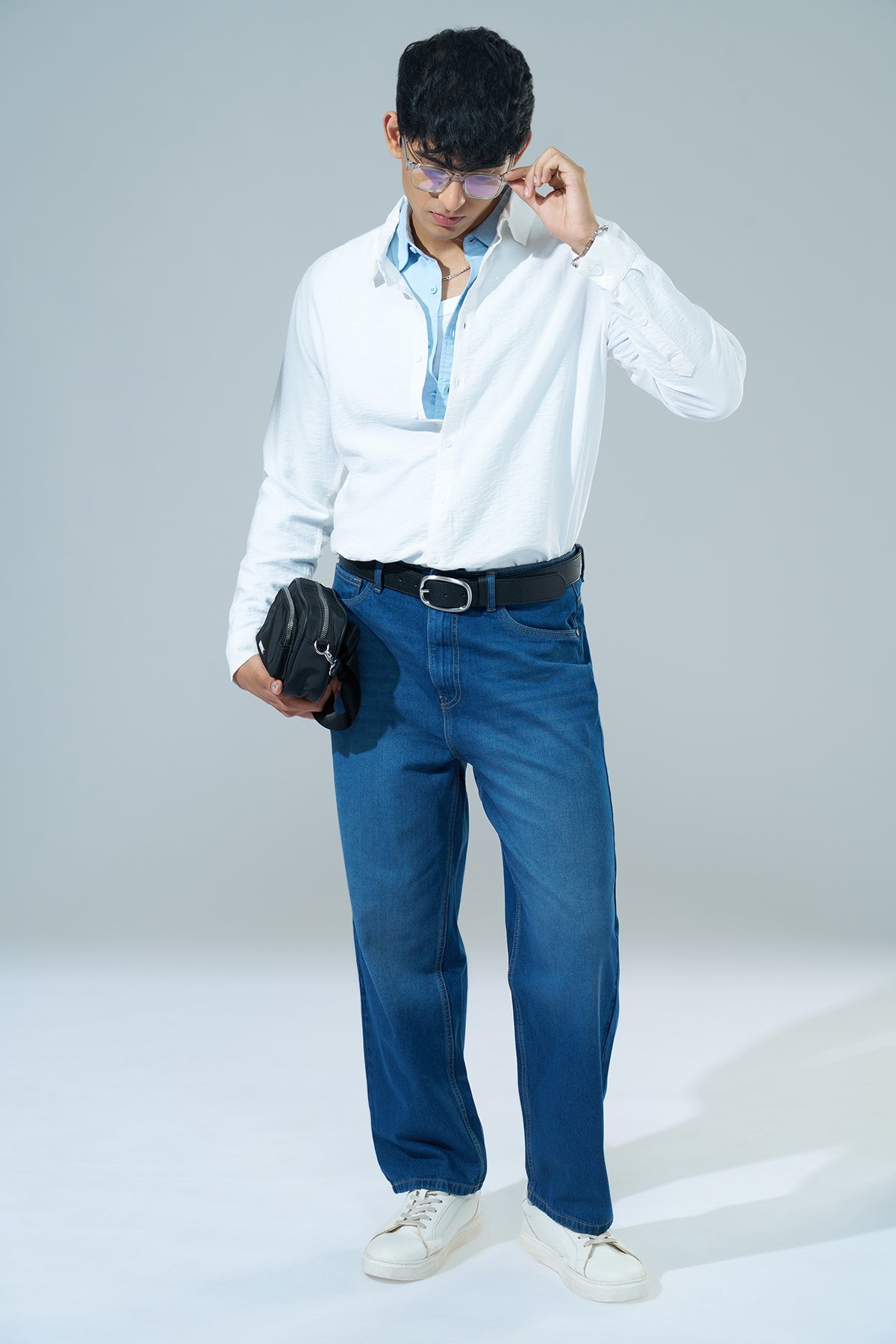White Printed Regular Fit Casual Shirt
