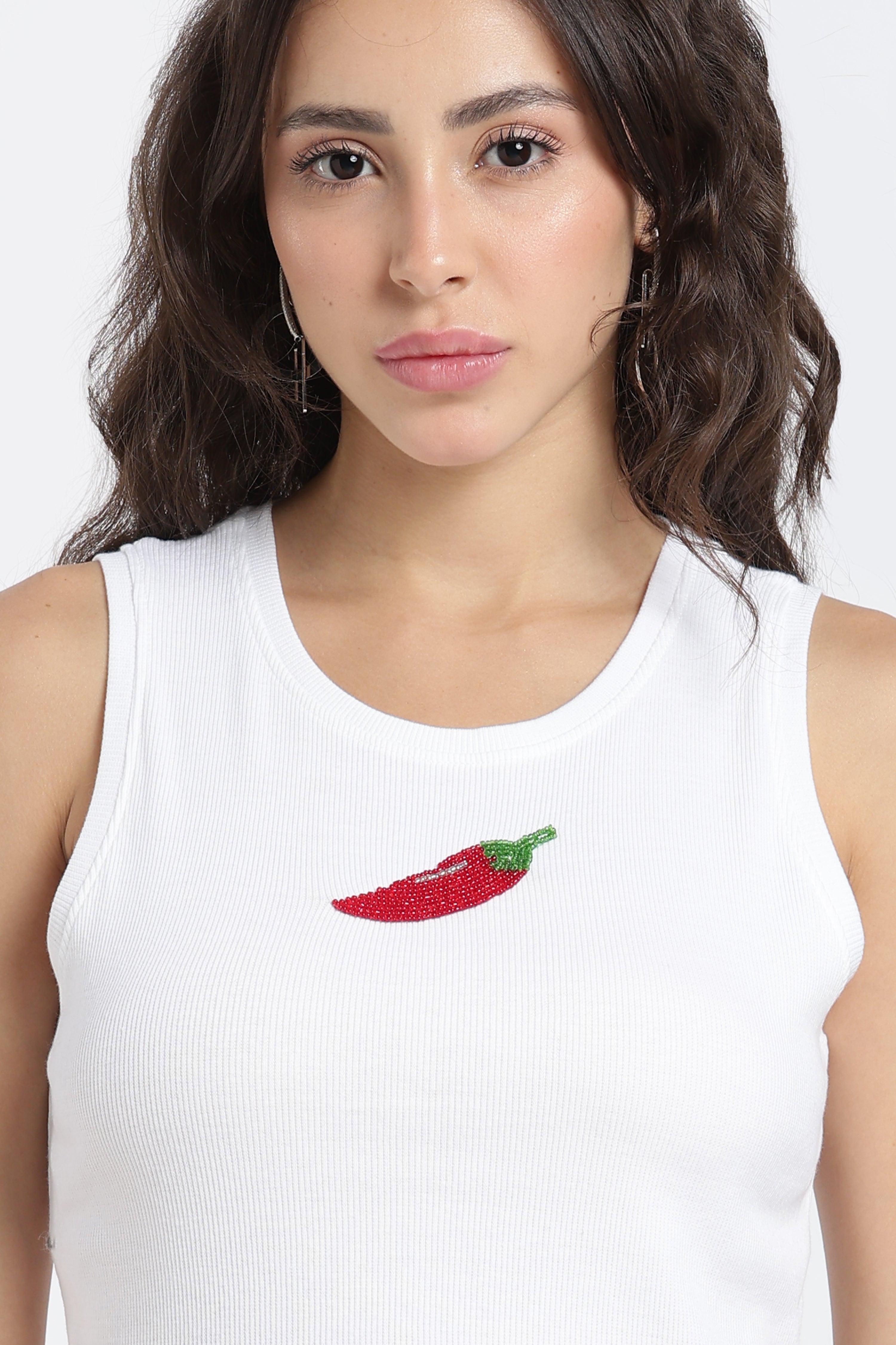 White Cotton Blend Slim Fit T-Shirt