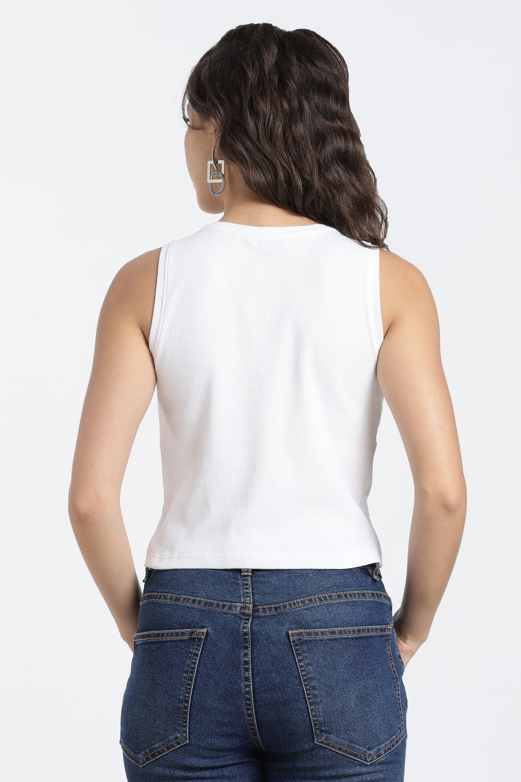 White Cotton Blend Slim Fit T-Shirt