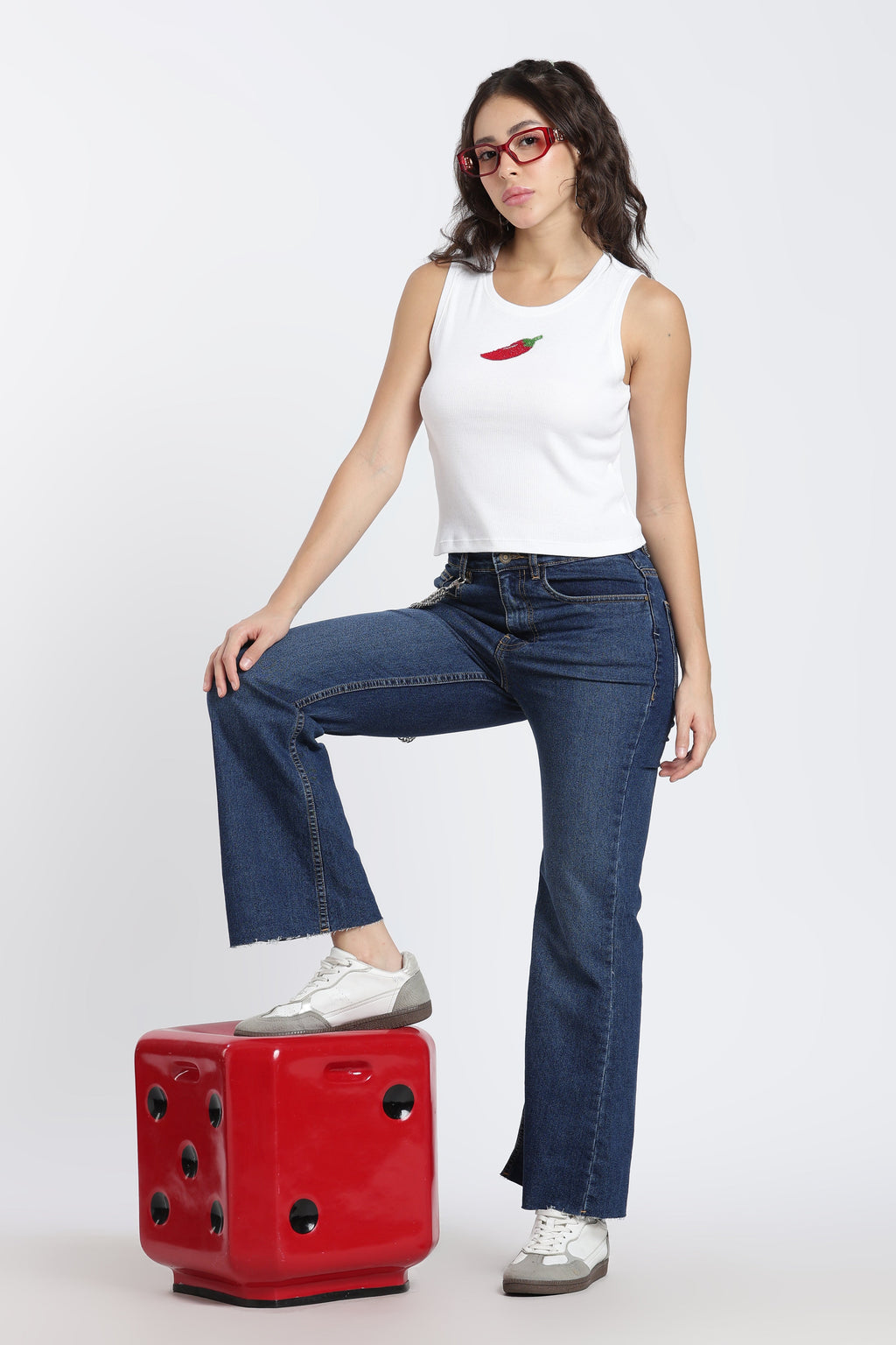 White Cotton Blend Slim Fit T-Shirt