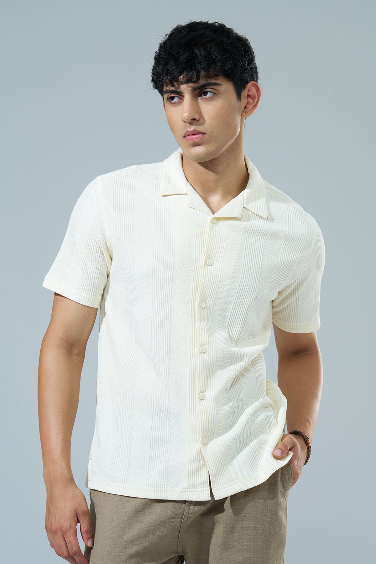 Off White Regular Fit Casual Shirt