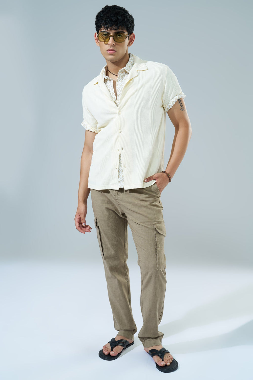 Off White Regular Fit Casual Shirt