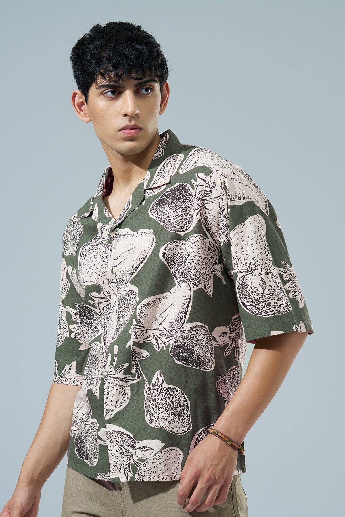 Green Printed Regular Fit Casual Shirt