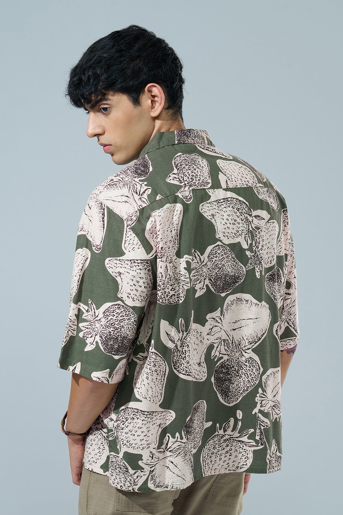 Green Printed Regular Fit Casual Shirt