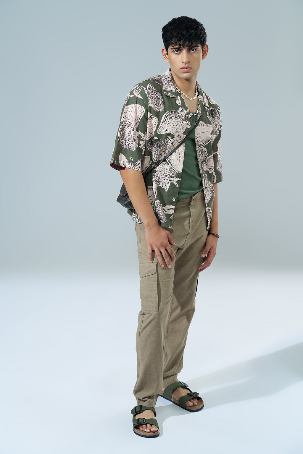 Green Printed Regular Fit Casual Shirt