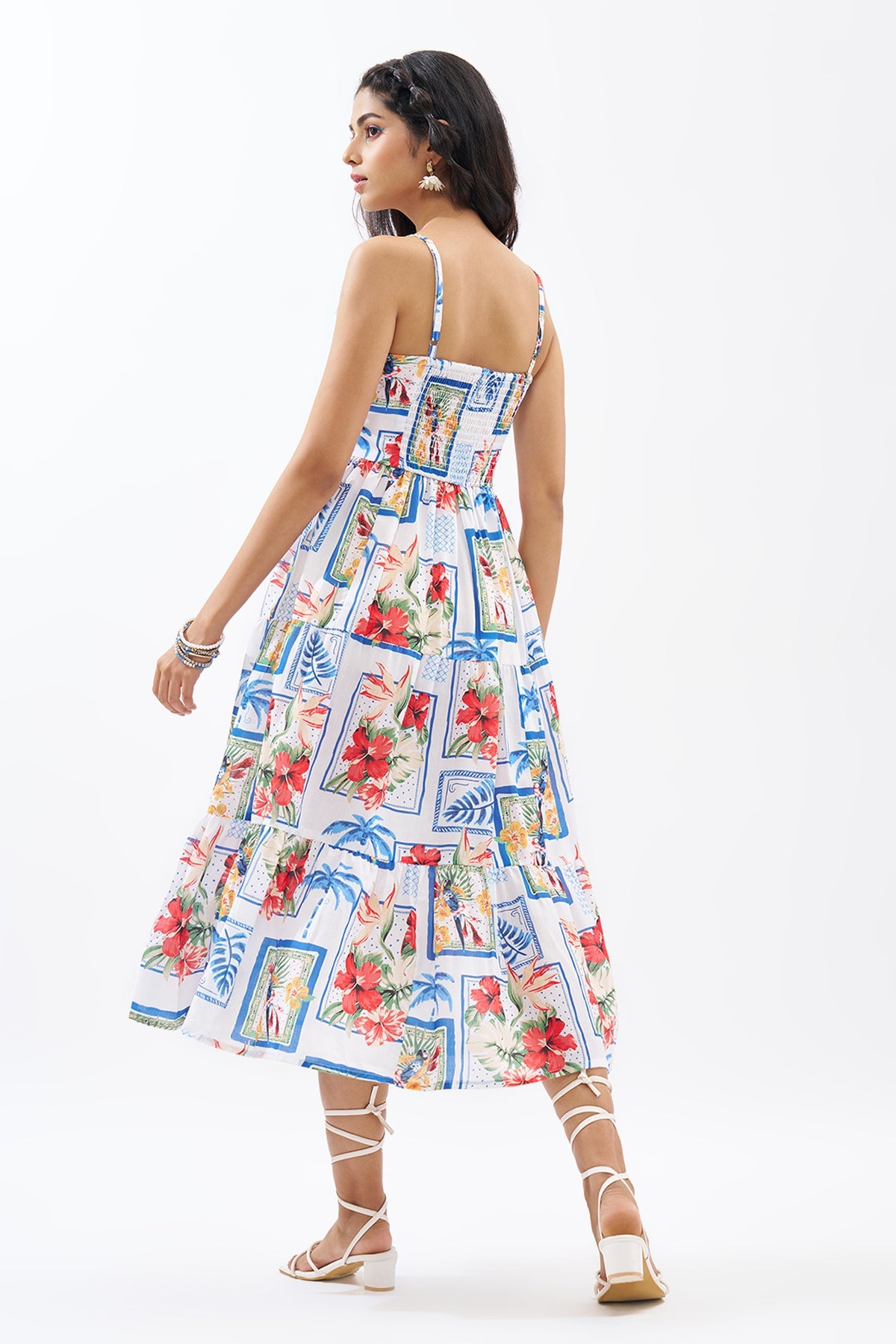 Multicoloured Tropical Print Dress