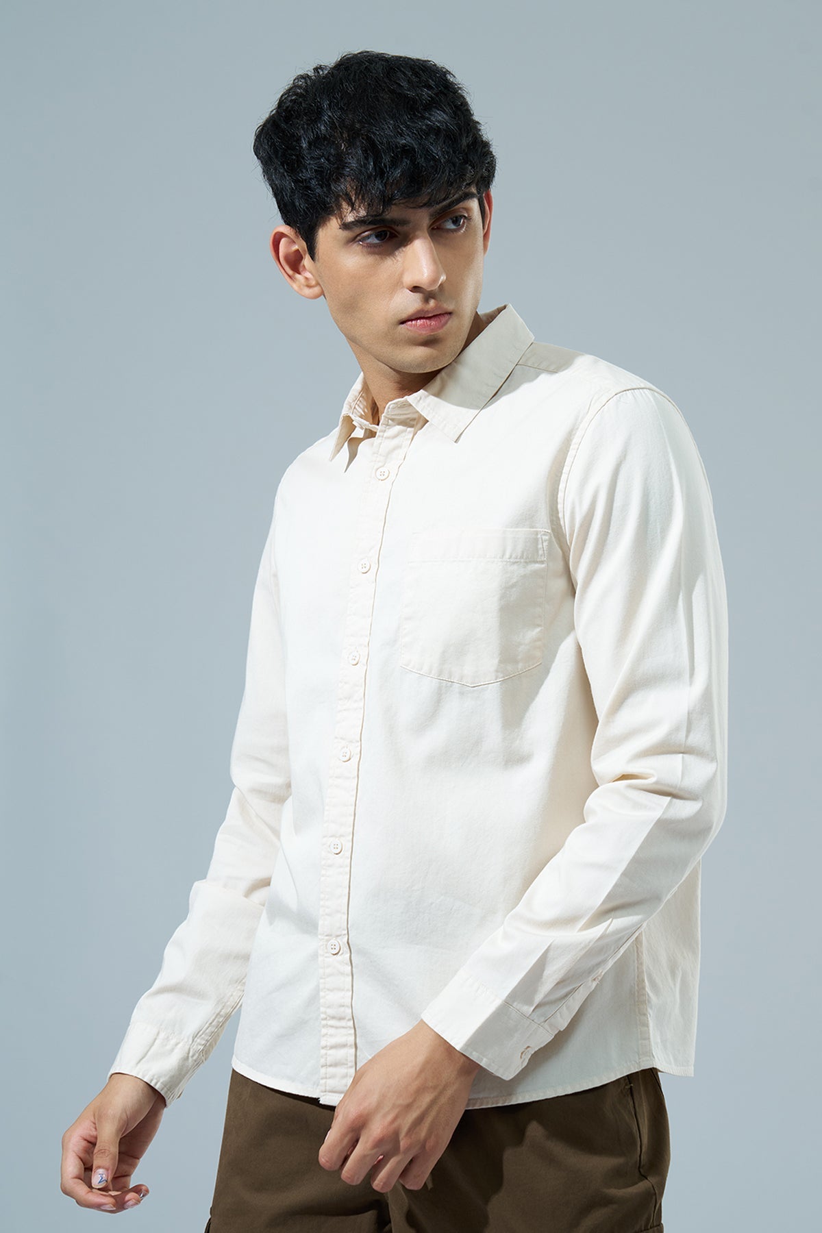 Off White Regular Fit Formal Shirt