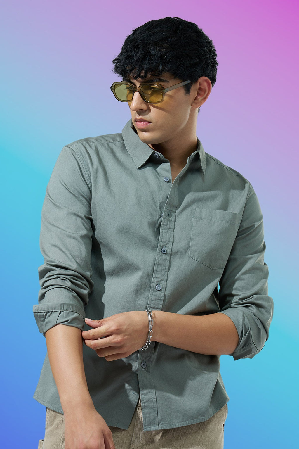 Olive Regular Fit Formal Shirt