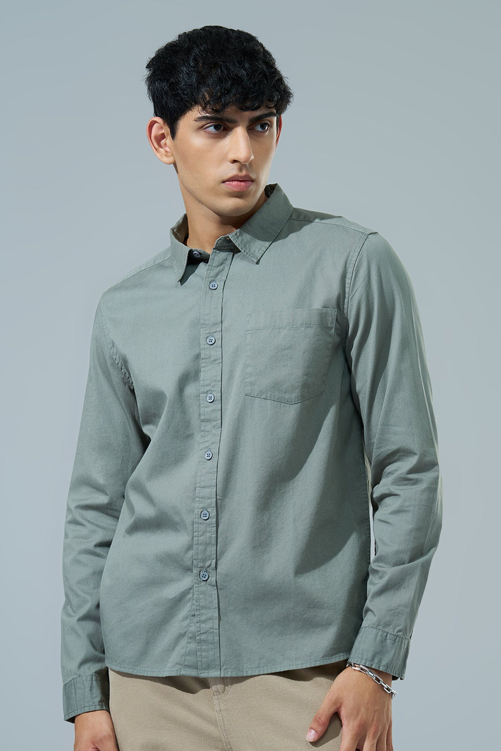 Olive Regular Fit Formal Shirt