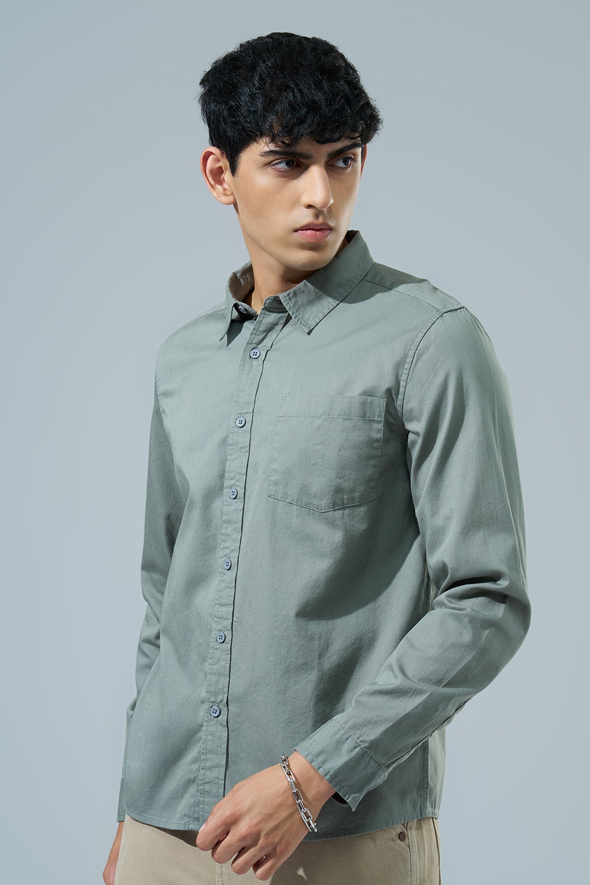 Olive Regular Fit Formal Shirt