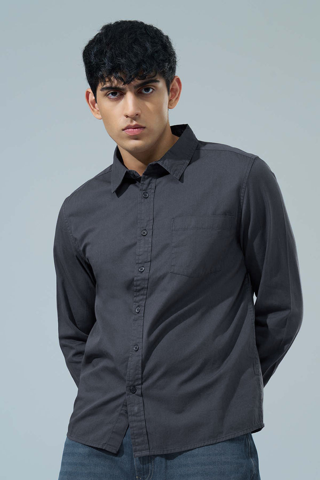 Grey Regular Fit Formal Shirt