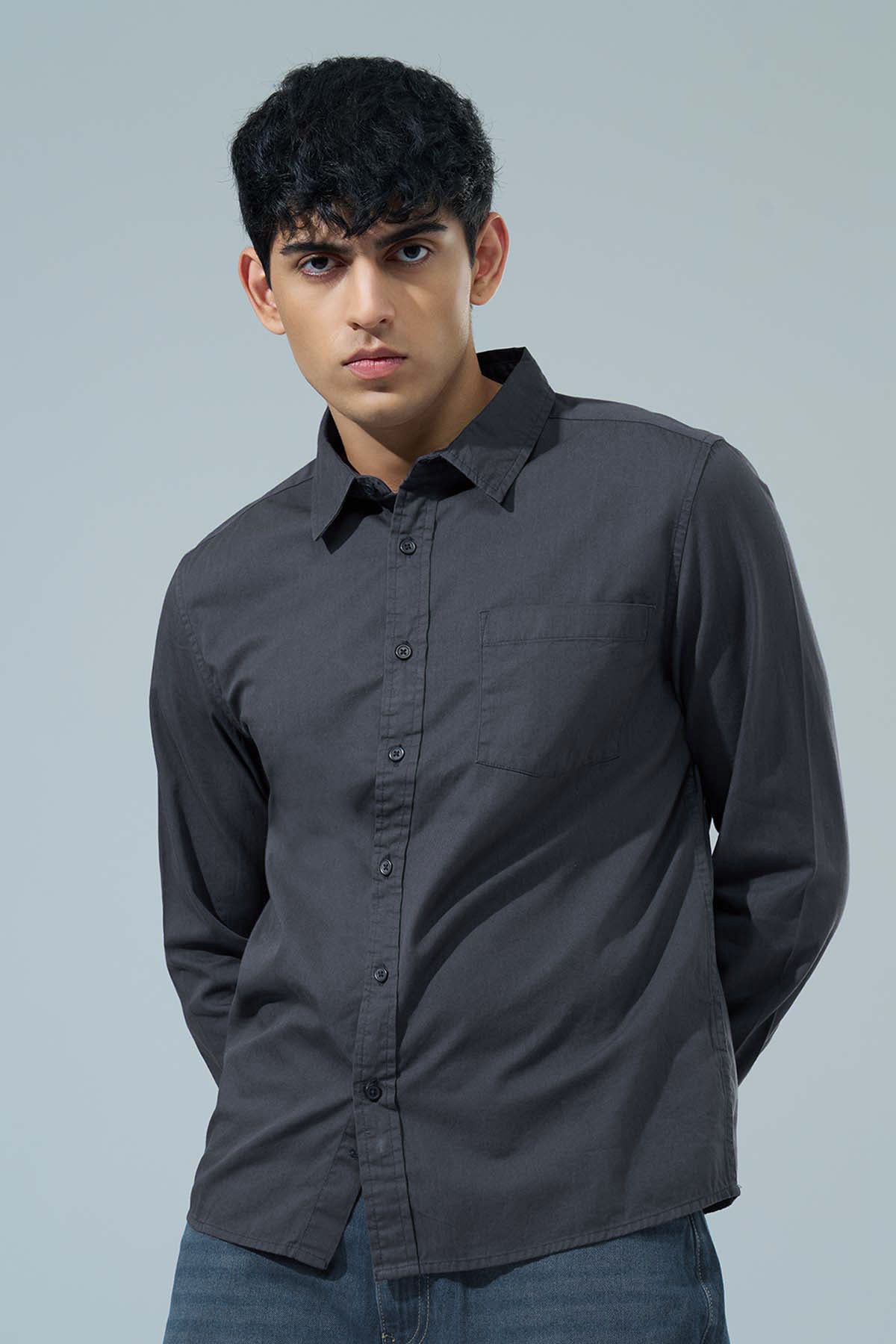 Grey Regular Fit Formal Shirt