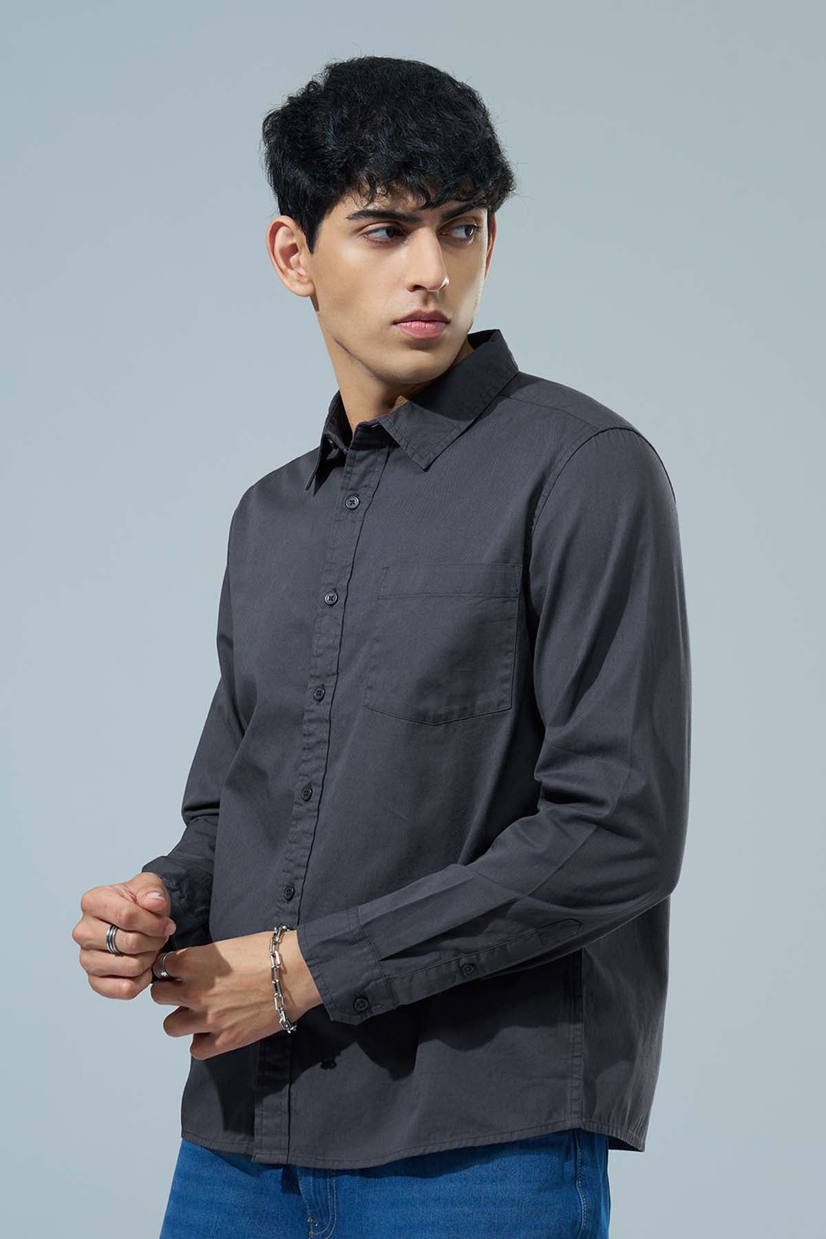 Grey Regular Fit Formal Shirt