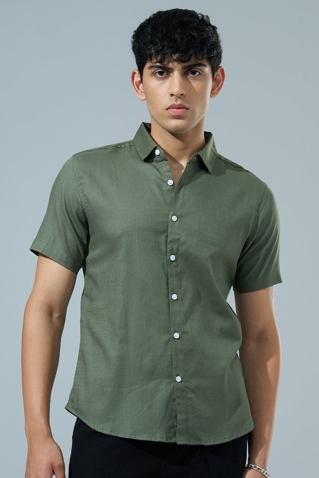 Olive Regular Fit Casual Shirt
