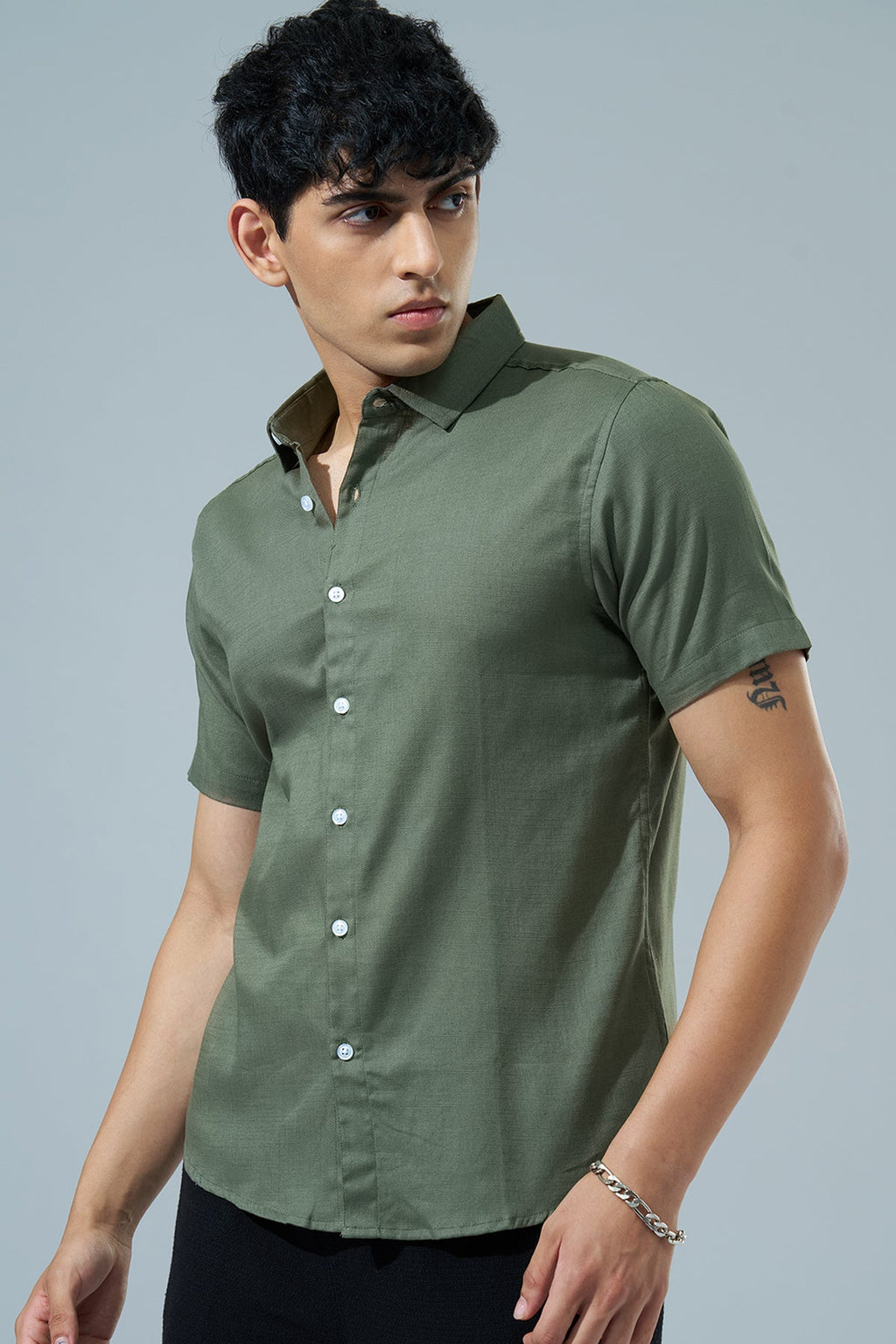 Olive Regular Fit Casual Shirt