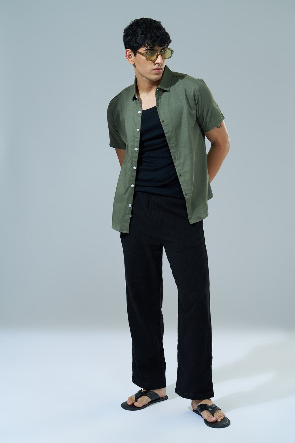 Olive Regular Fit Casual Shirt