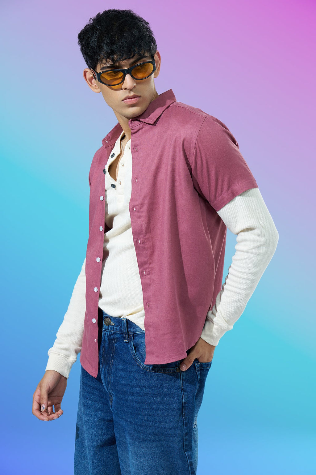 Pink Regular Fit Casual Shirt