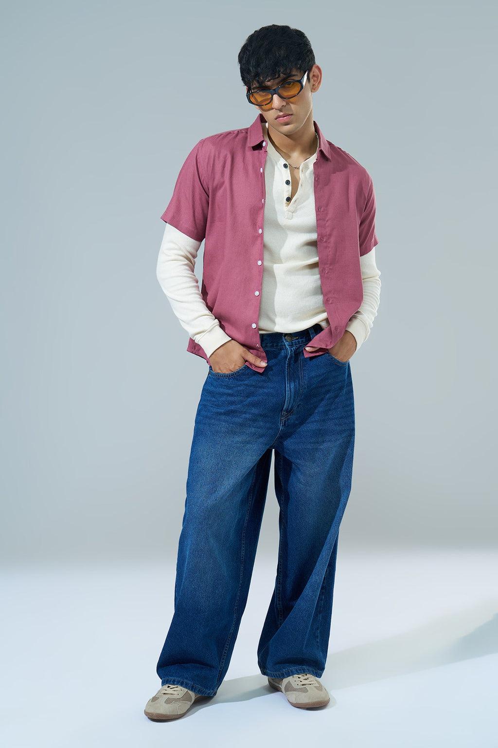 Pink Regular Fit Casual Shirt