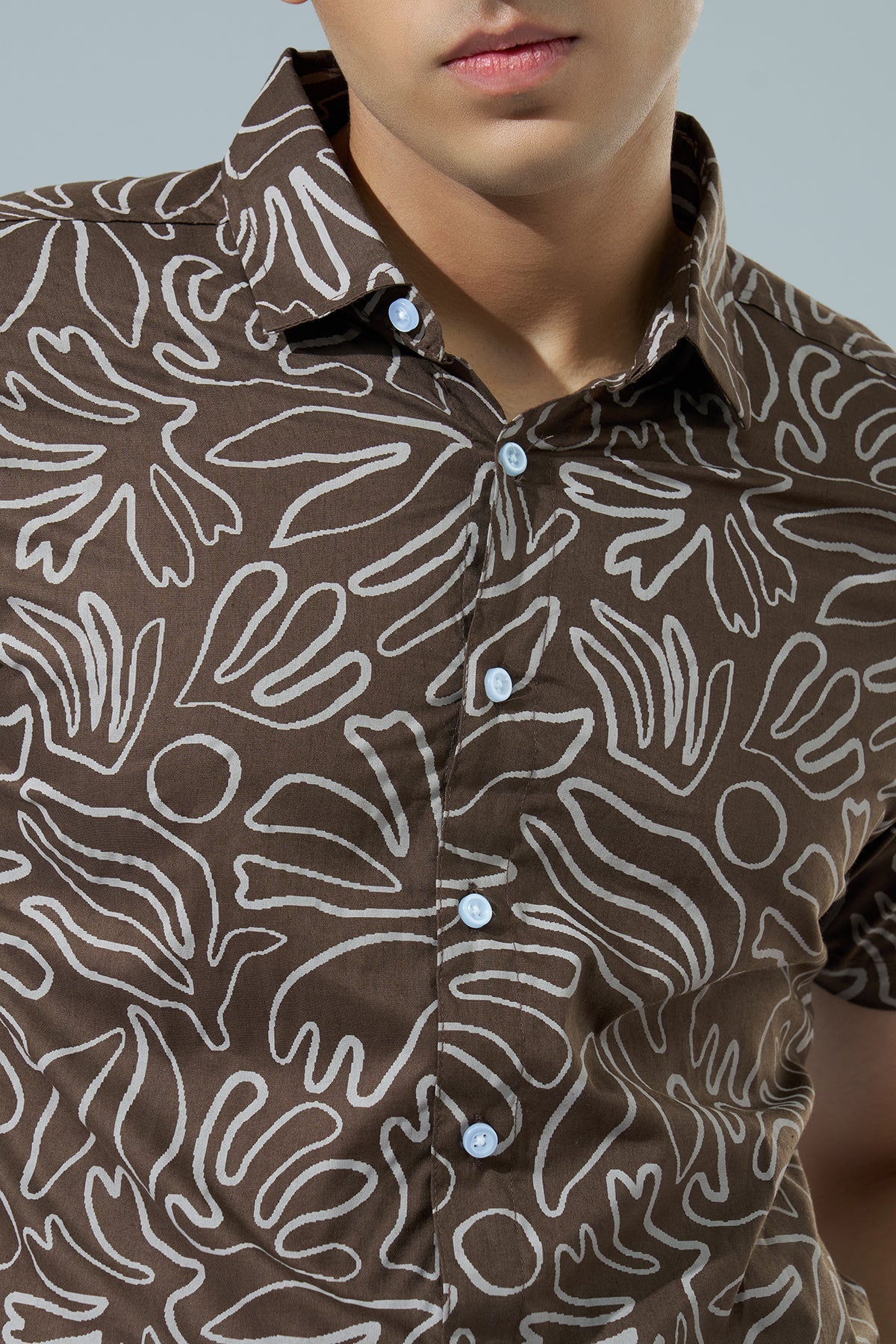Brown Abstract Printed Regular Fit Casual Shirt