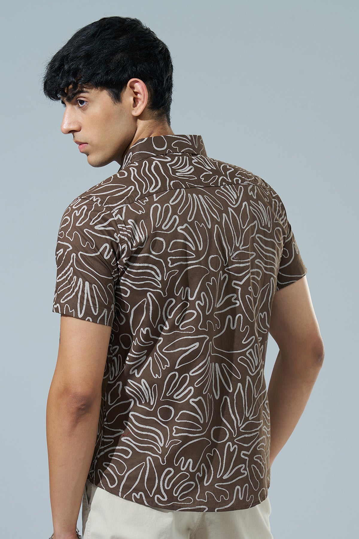 Brown Abstract Printed Regular Fit Casual Shirt