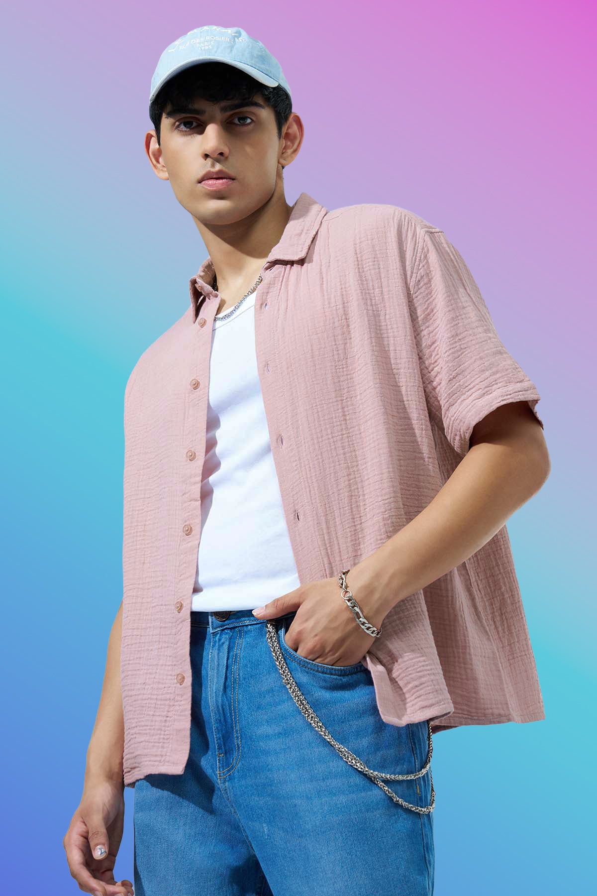 Pink Regular Fit Casual Shirt